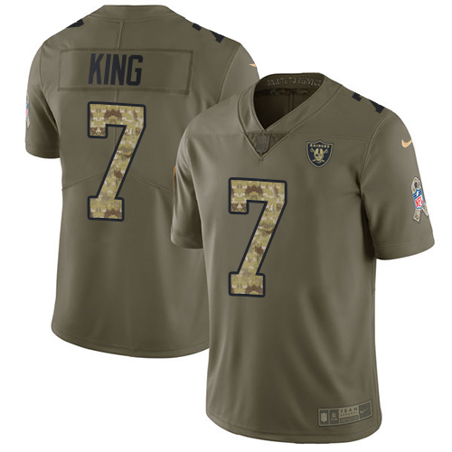 Nike Raiders #7 Marquette King Olive/Camo Men's Stitched NFL Limited Salute To Service Jersey - Click Image to Close
